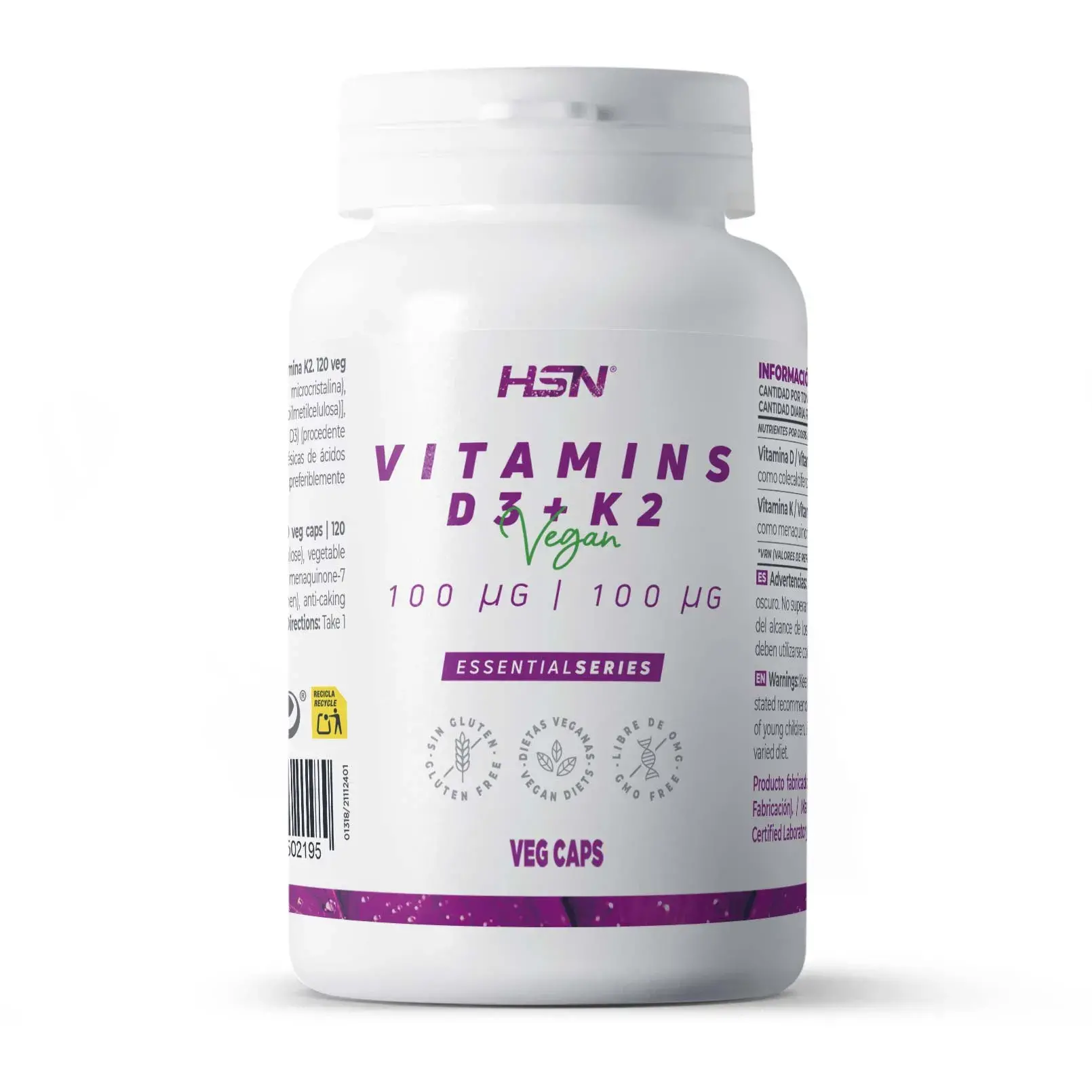 Vitamines K2 (MK7) + D3 5000 UI - 30 à 120 Capsules Végétales, Sans Gluten, Date Péremption 02/2027